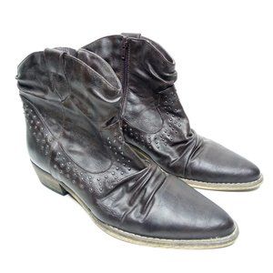 Eddie Moran Boots Womens 7.5 Brown Studded Ankle Western Wild Duces Lined